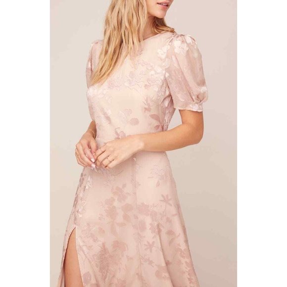 ASTR the Label Puff Sleeve Monarch Midi Dress Size L Pink NWT - Picture 5 of 10
